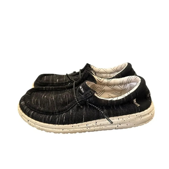 Hey Dude Wally Kids Sz 2 Black‎ Slip On Lightweight Casual - Picture 5 of 8